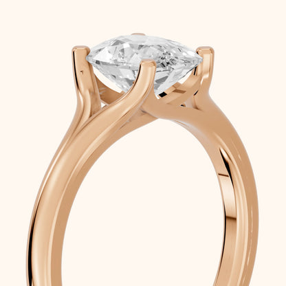 Nell Split Shank Solitaire Cushion Diamond Engagement Ring in Rose Gold - slant-view.webp