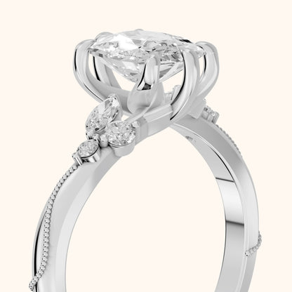 Joanna Milgrain Twist Cushion Diamond Engagement Ring in Platinum - slant-view.webp