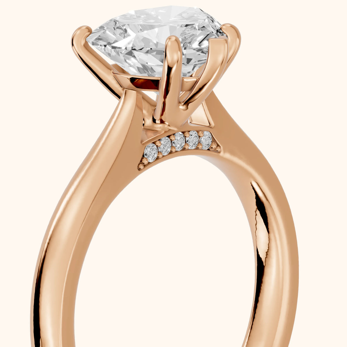 Sofia Cathedral Heart Diamond Engagement Ring in Rose Gold - slant-view.webp