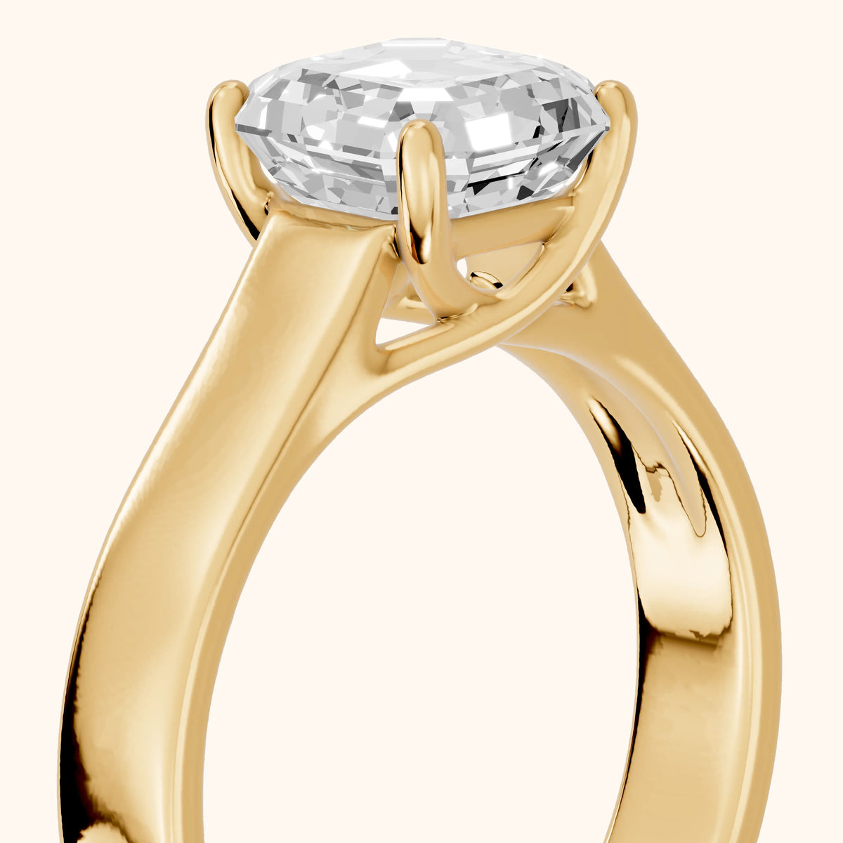 Bristol Trellis Solitaire Asscher Diamond Engagement Ring in Yellow Gold - slant-view.webp
