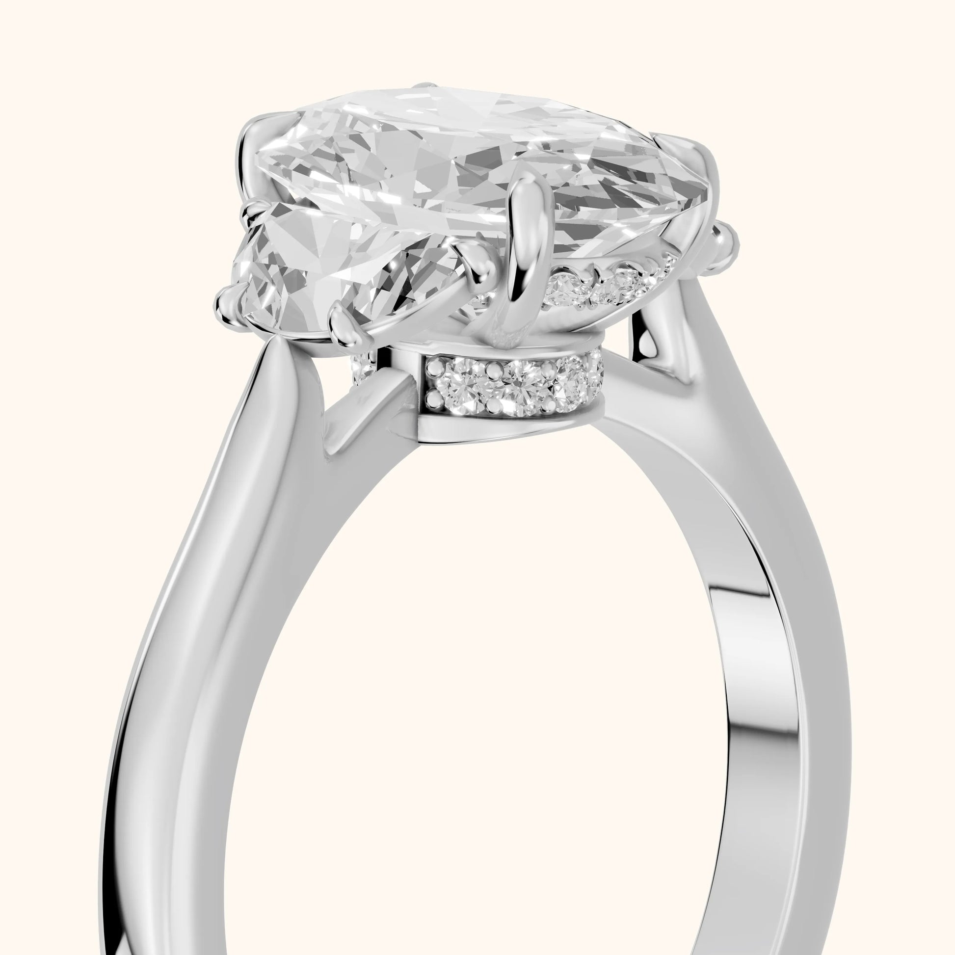 Romy Three-Stone Oval Diamond Engagement Ring in Platinum - slant-view.webp