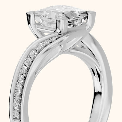 Emma Bypass Pavé Princess Diamond Engagement Ring in Silver - slant-view.webp
