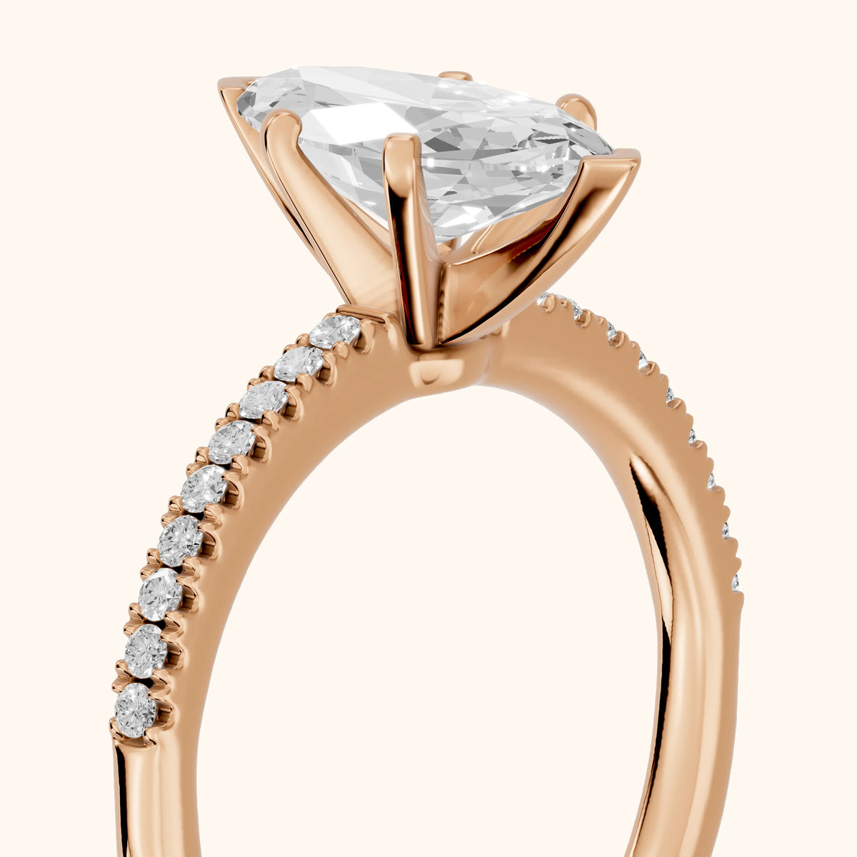 Venetia Pavé Marquise Diamond Engagement Ring in Rose Gold - slant-view.webp