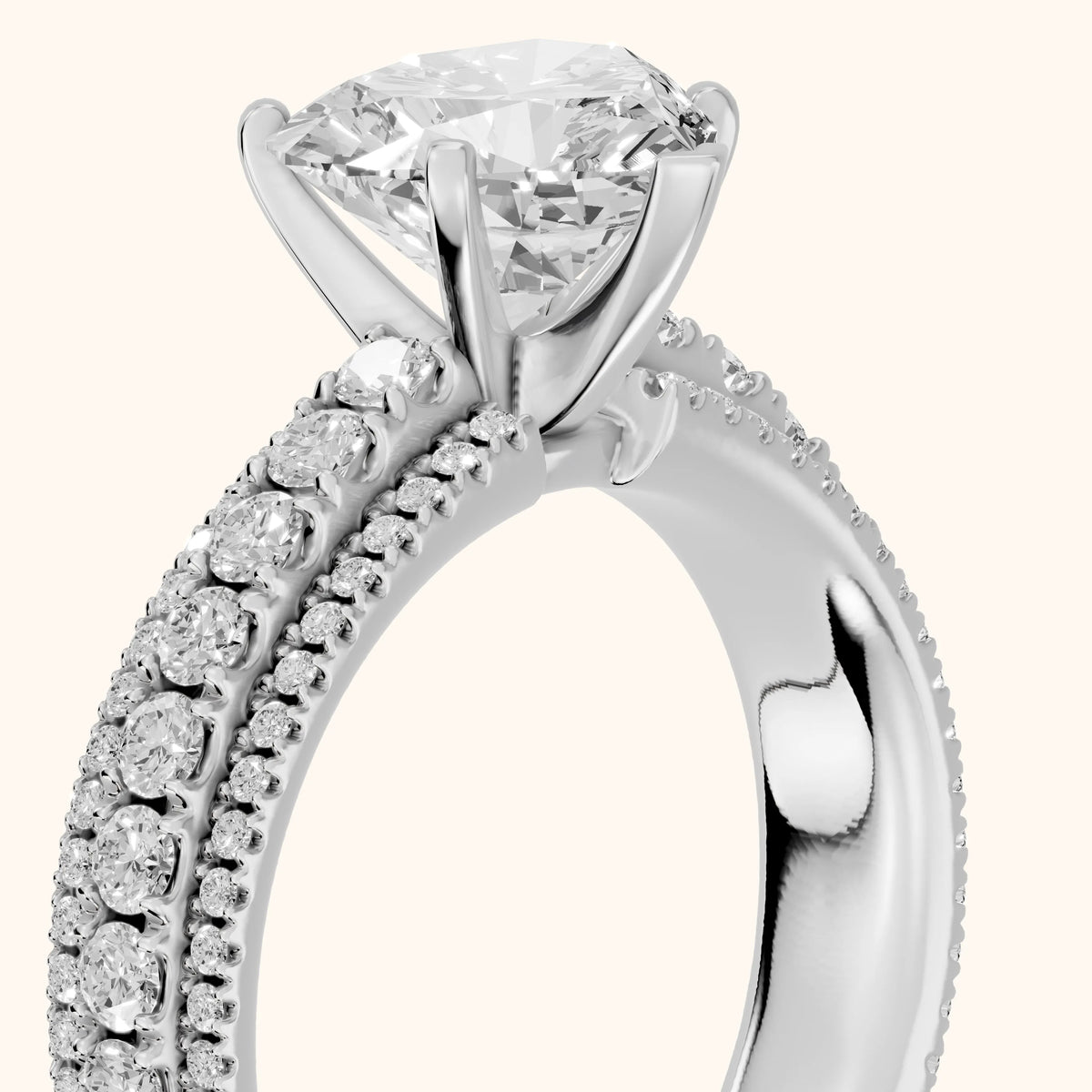 Oona Wide Band Pavé Heart Diamond Engagement Ring in Platinum - slant-view.webp