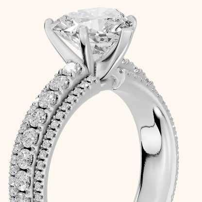 Oona Wide Band Pavé Heart Diamond Engagement Ring in Platinum - slant-view.webp
