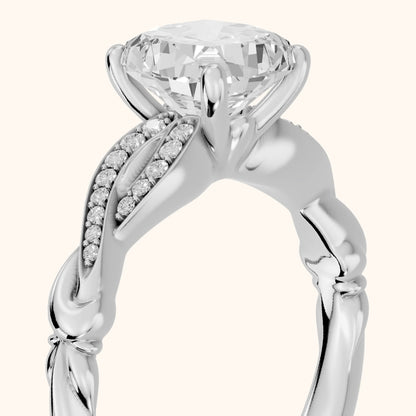 Katie Twist Pavé Cushion Diamond Engagement Ring in Silver - slant-view.webp