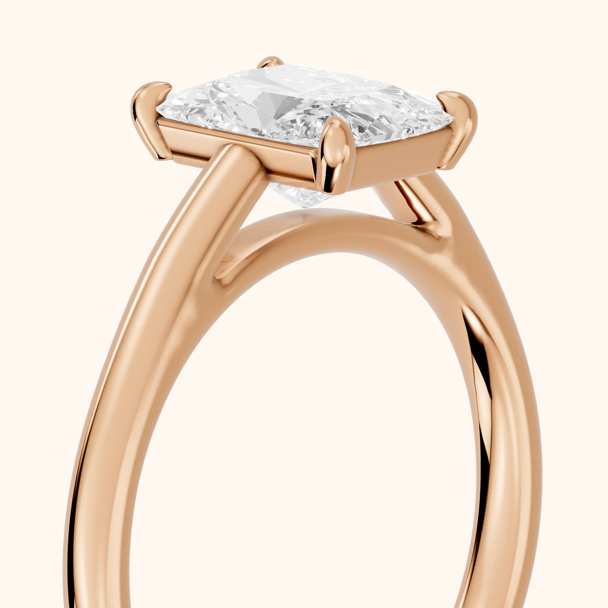 Sadie Cathedral Solitaire Radiant Diamond Engagement Ring in Rose Gold - slant-view.webp