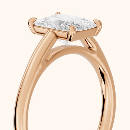 Sadie Cathedral Solitaire Radiant Diamond Engagement Ring in Rose Gold - slant-view.webp