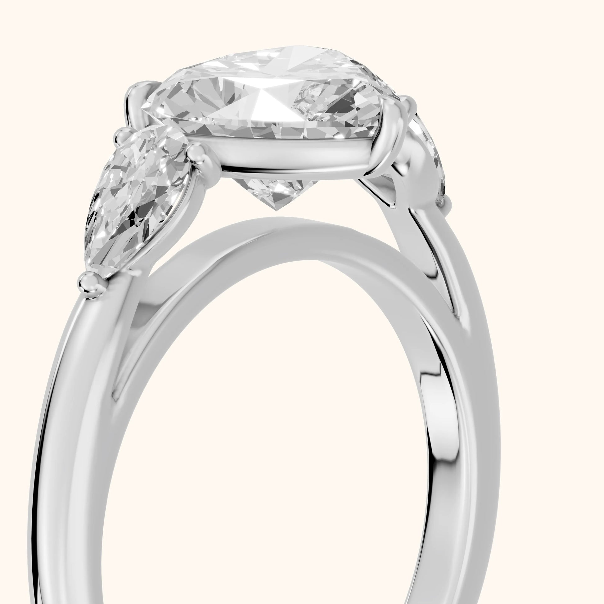 Phoebe Three-Stone Heart Diamond Ring in Silver - slant-view.webp