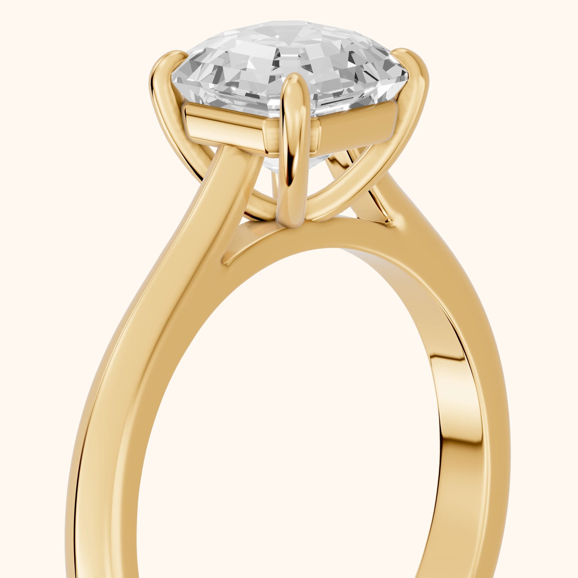 Kalia Knife Edge Solitaire Asscher Diamond Engagement Ring in Yellow Gold - slant-view.webp