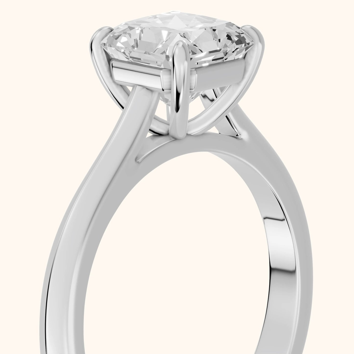 Kalia Knife Edge Solitaire Radiant Diamond Engagement Ring in White Gold - slant-view.webp