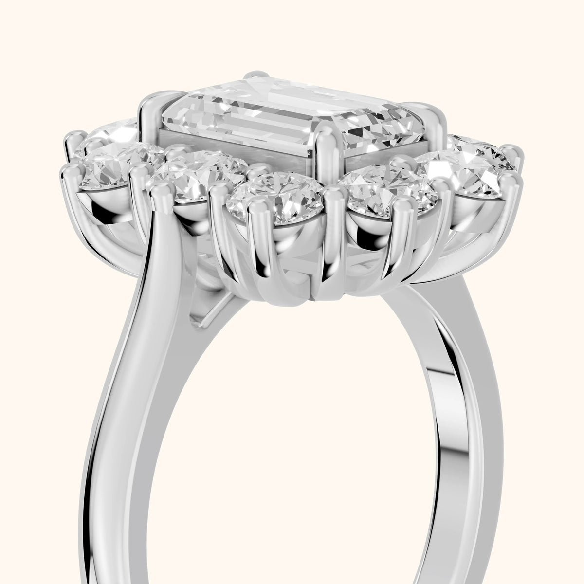 Phoebe Cluster Emerald Diamond Engagement Ring in Silver - slant-view.webp