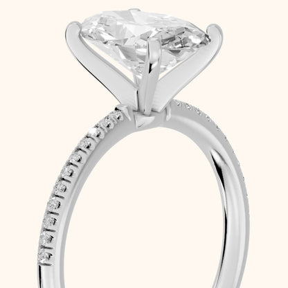 Mona Micropavé Oval Diamond Engagement Ring in Silver - slant-view.webp