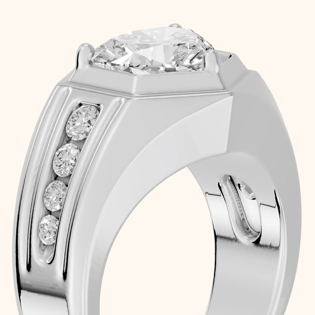 Cody Statement Channel Set Heart Diamond Engagement Ring in Platinum - slant-view.webp