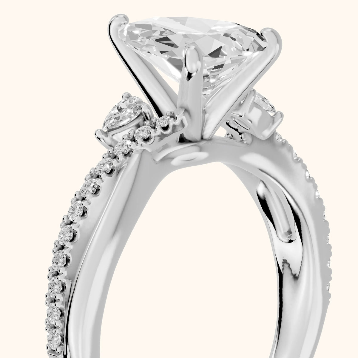 Reno Pear-Side Twist Pear Diamond Engagement Ring in Platinum - slant-view.webp