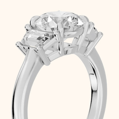 Filippa Trapezoid Three-Stone Round Diamond Engagement Ring in Silver - slant-view.webp