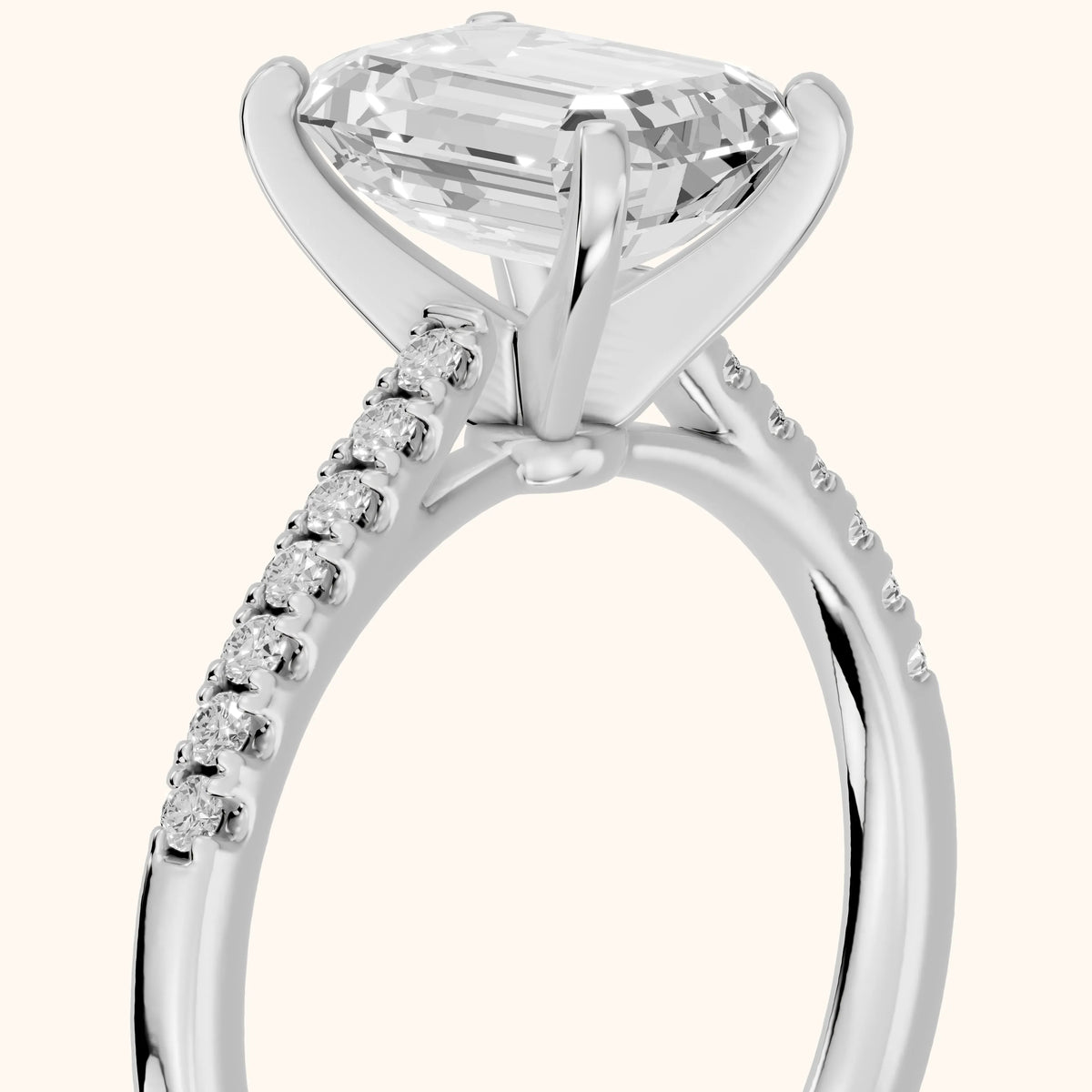 Salem Pavé Emerald Diamond Engagement Ring in Silver - slant-view.webp