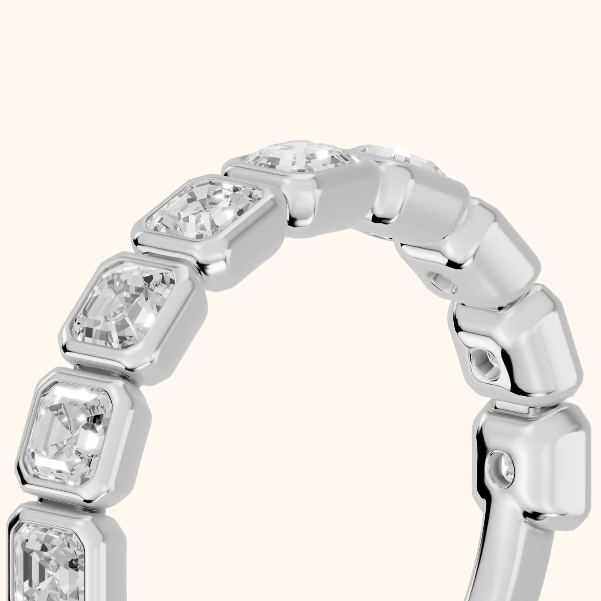 Galia Bezel Asscher Diamond Half Eternity Band in Silver - slant-view