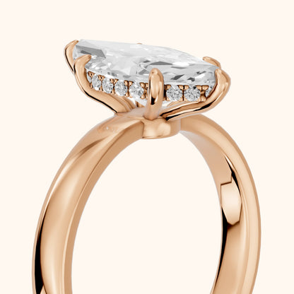 Lara Hidden Halo Marquise Diamond Engagement Ring in Rose Gold - slant-view.webp
