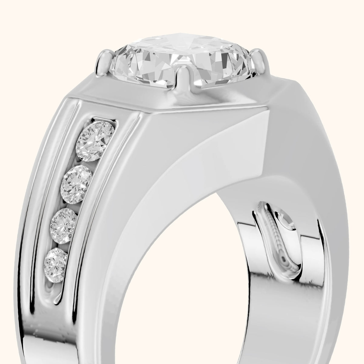 Cody Statement Channel Set Cushion Diamond Engagement Ring in White Gold - slant-view.webp