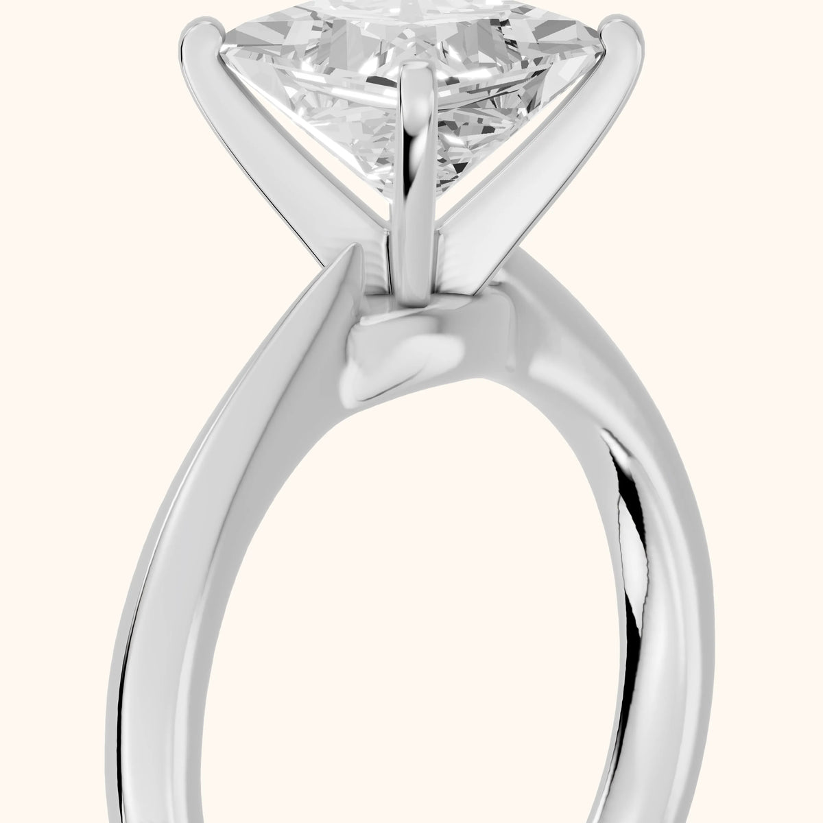Arlette Solitaire Knife Edge Princess Diamond Engagement Ring in Silver - slant-view.webp