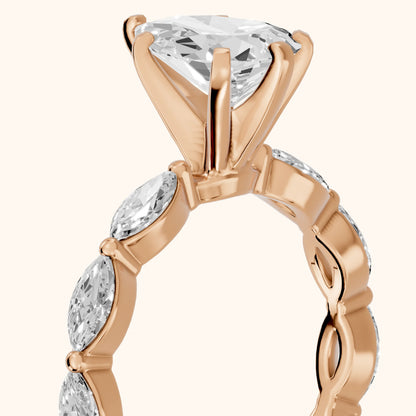 Lina Marquise-Side Bezel Pear Diamond Engagement Ring in Rose Gold - slant-view.webp