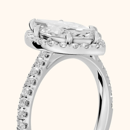 Amara Halo Claw Prong Marquise Diamond Ring in White Gold - slant-view.webp