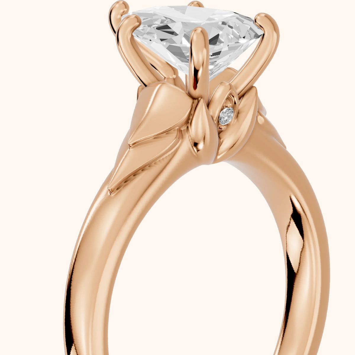 Jana Engraved Pear Diamond Engagement Ring in Rose Gold - slant-view.webp