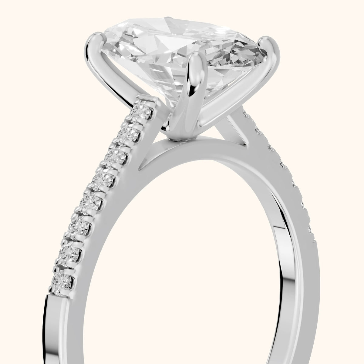 Meg Pavé Oval Diamond Engagement Ring in Silver - slant-view.webp