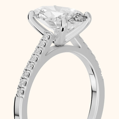 Meg Pavé Oval Diamond Engagement Ring in Silver - slant-view.webp