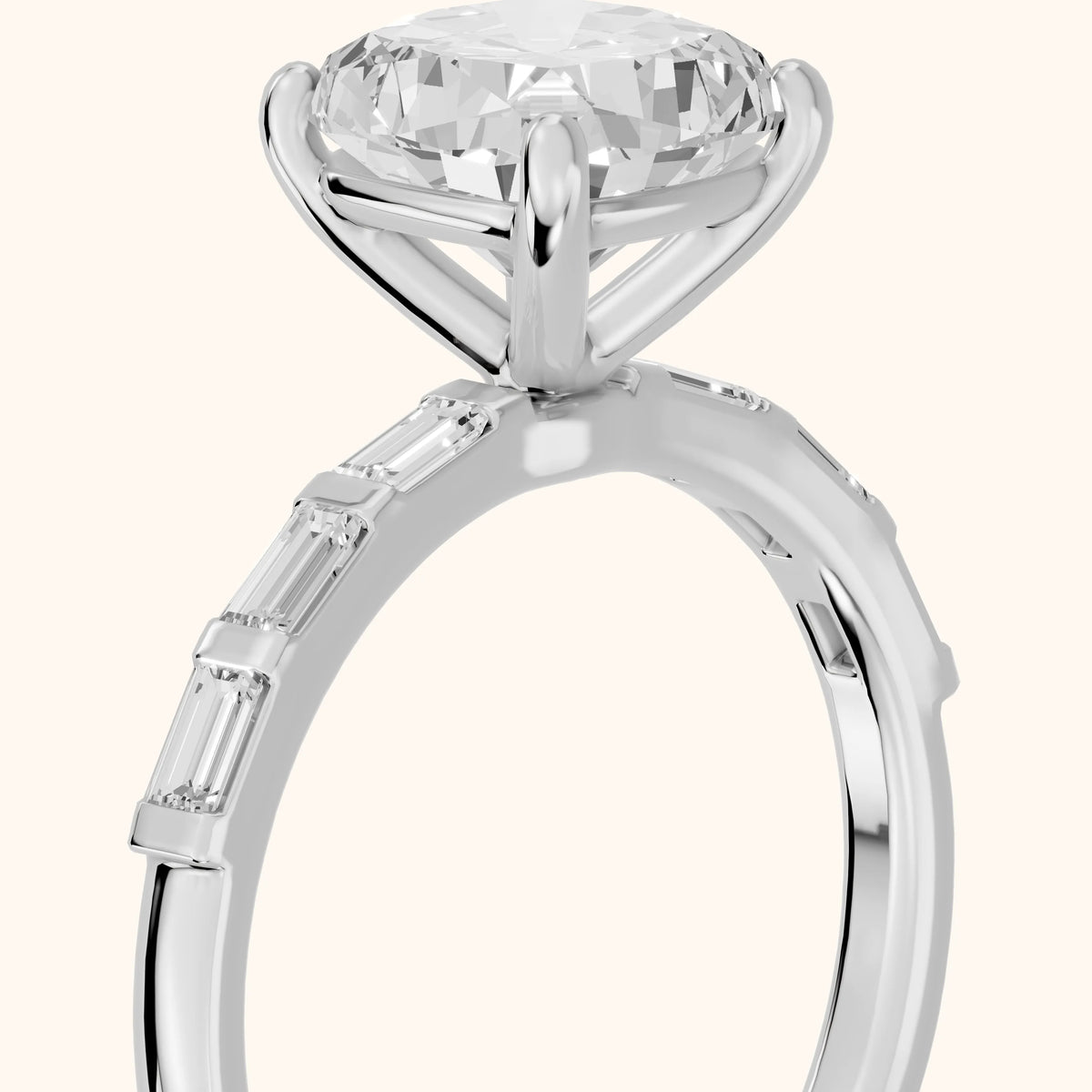 Bailey Baguette Cushion Diamond Engagement Ring in Platinum - slant-view.webp