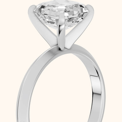 June Solitaire Knife Edge Asscher Diamond Engagement Ring in Silver - slant-view.webp