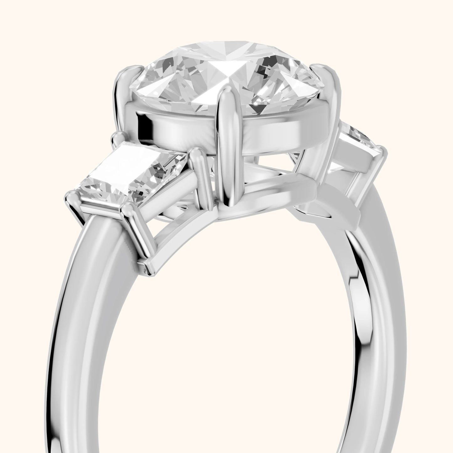 Selena Three-Stone Basket Round Diamond Ring in Silver - slant-view.webp