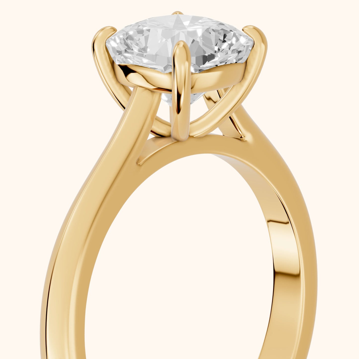 Kalia Knife Edge Solitaire Cushion Diamond Engagement Ring in Yellow Gold - slant-view.webp