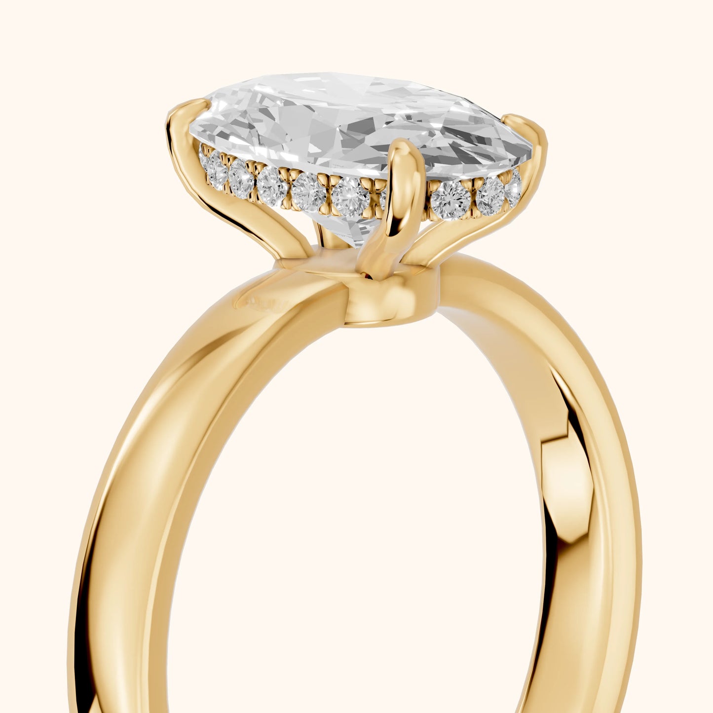 Lara Hidden Halo Oval Diamond Engagement Ring in Yellow Gold - slant-view.webp