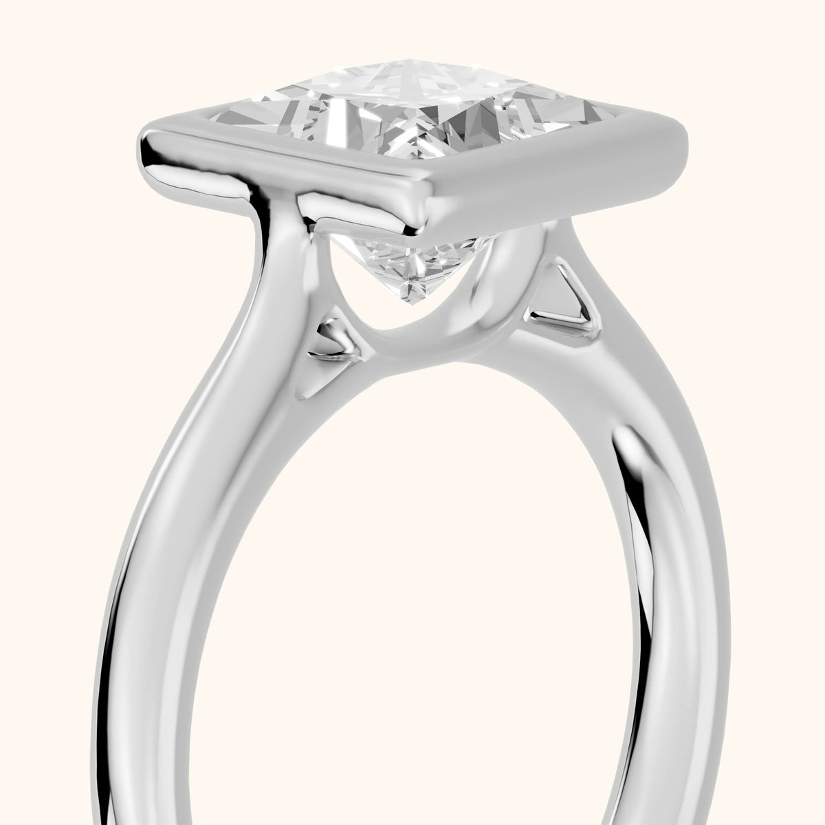 Isla Bezel Solitaire Princess Diamond Engagement Ring in Silver - slant-view.webp