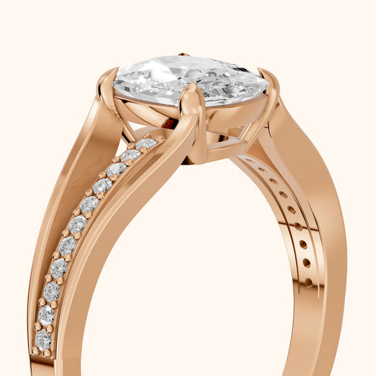 Lucinda Split Shank Cushion Diamond Engagement Ring in Rose Gold - slant-view.webp