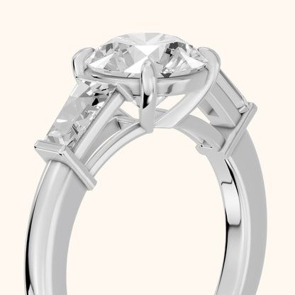 Zelda Tapered Baguette Round Diamond Engagement Ring in Silver - slant-view.webp