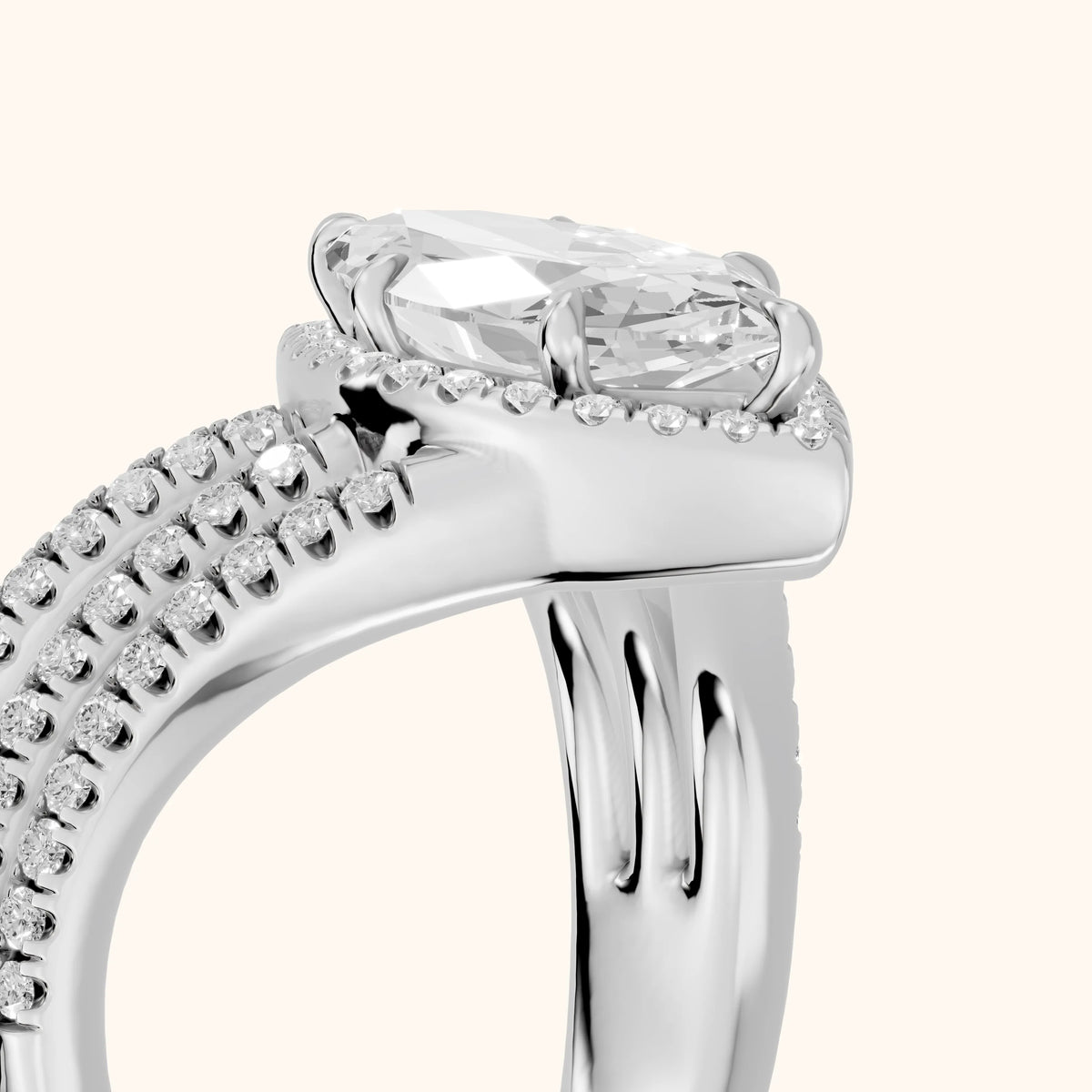 Francesca Chevron Halo Marquise Diamond Engagement Ring in Silver - slant-view.webp