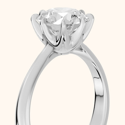 Evie Solitaire Six-Prong Round Diamond Engagement Ring in Silver - slant-view.webp