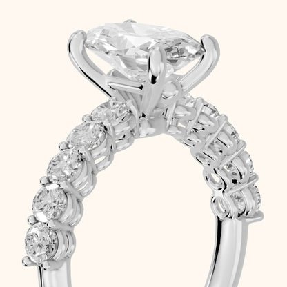 Sterling Statement Pavé Oval Diamond Engagement Ring in White Gold - slant-view.webp