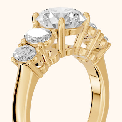 Judith Statement Five-Stone Round Diamond Engagement Ring in Yellow Gold - slant-view.webp