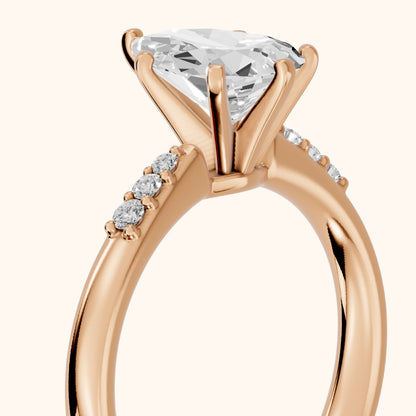 Eugenie Flush-Set Pear Diamond Engagement Ring in Rose Gold - slant-view.webp