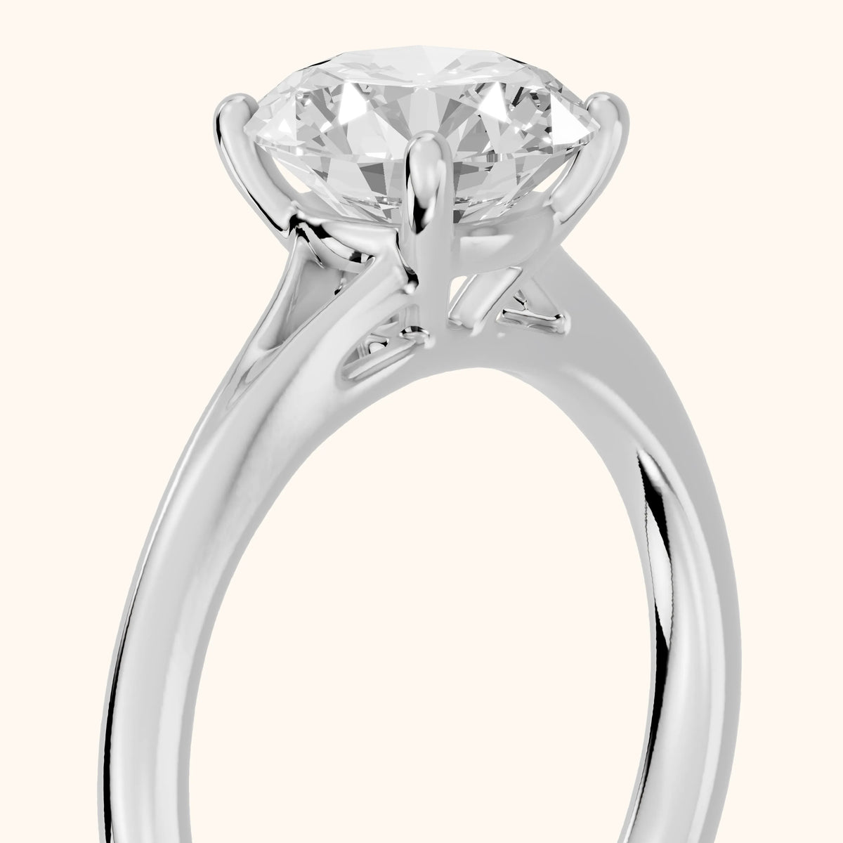Melanie Solitaire Split Shank Round Diamond Engagement Ring in White Gold - slant-view.webp
