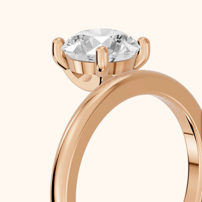 Maisie Four Prong Solitaire Round Diamond Engagement Ring in Rose Gold - slant-view.webp