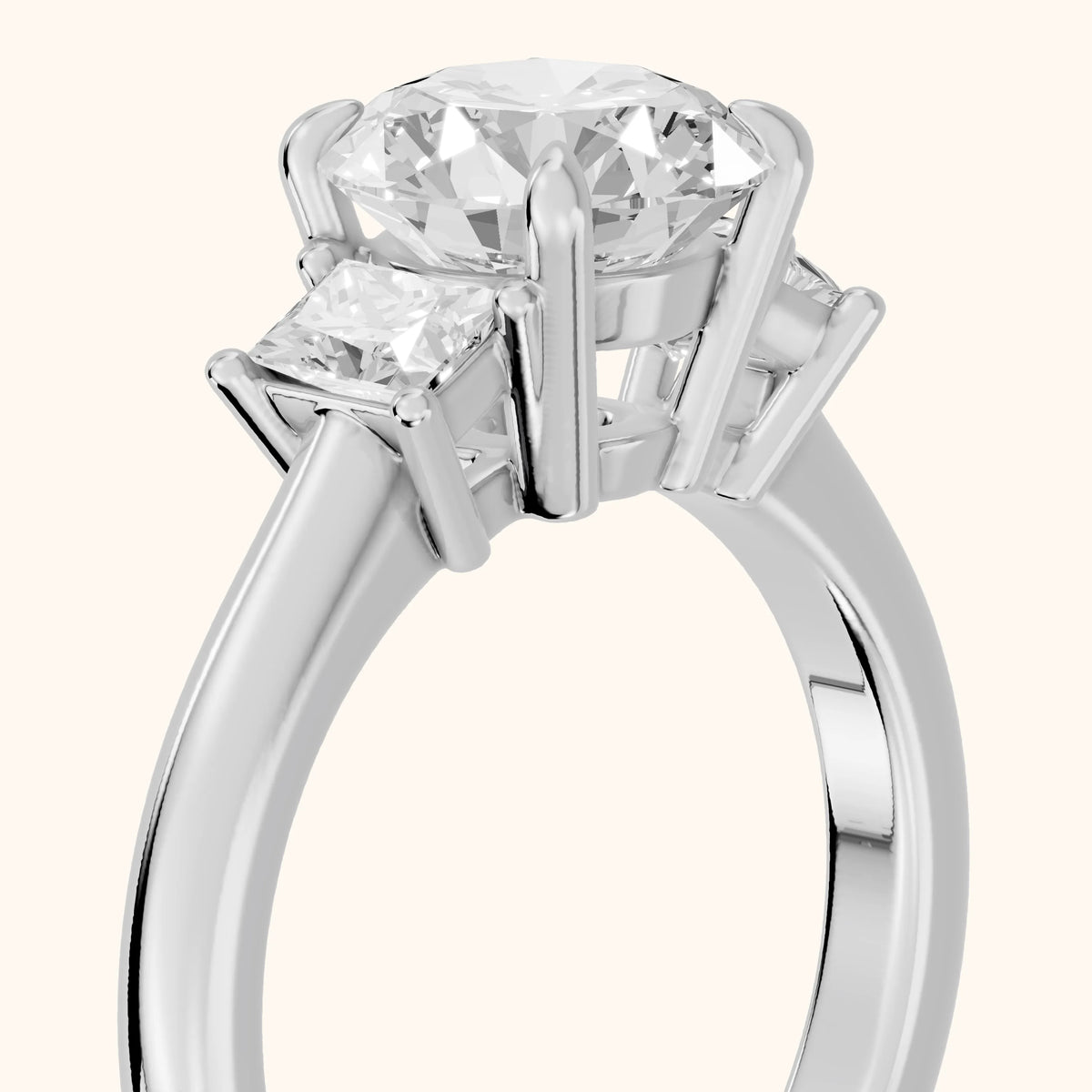 Cosette Statement Three-Stone Round Diamond Engagement Ring in White Gold - slant-view.webp