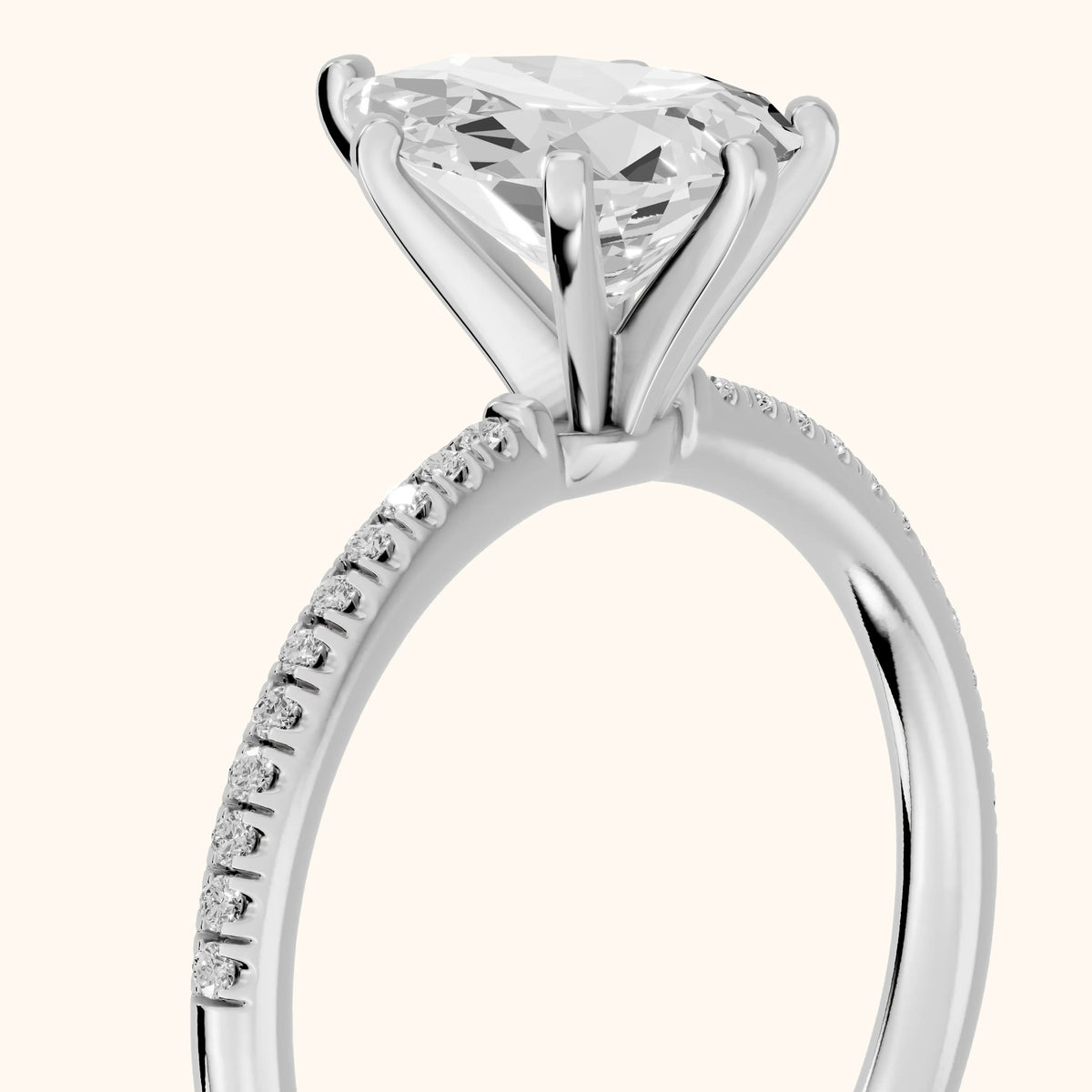 Mona Micropavé Pear Diamond Engagement Ring in Silver - slant-view.webp
