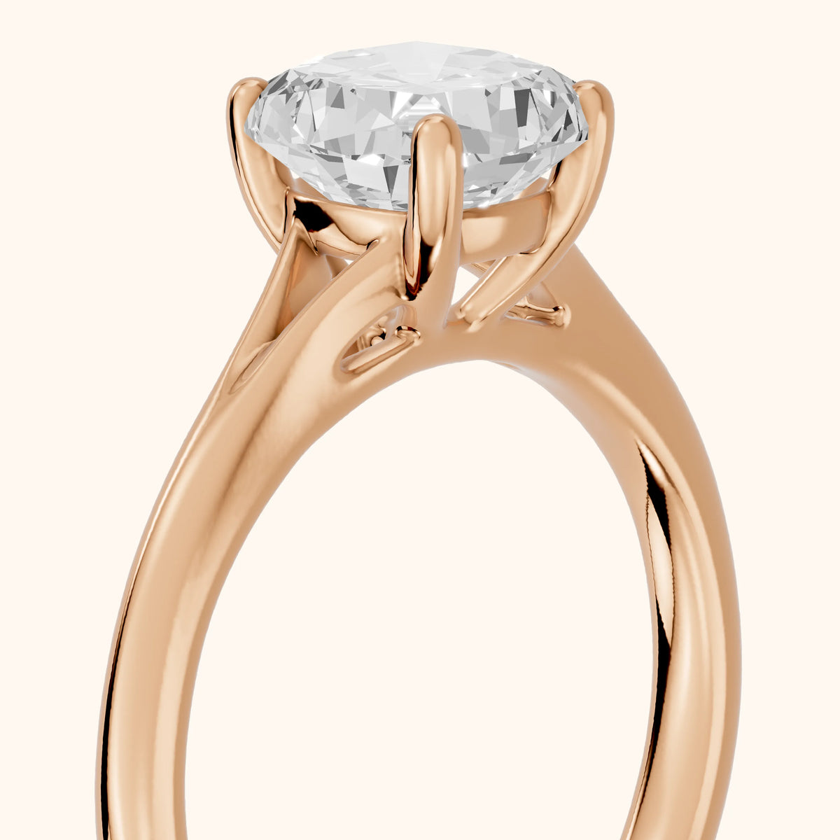 Melanie Solitaire Split Shank Cushion Diamond Engagement Ring in Rose Gold - slant-view.webp