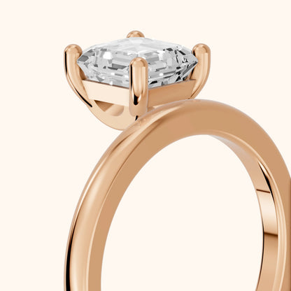 Maisie Four Prong Solitaire Asscher Diamond Engagement Ring in Rose Gold - slant-view.webp