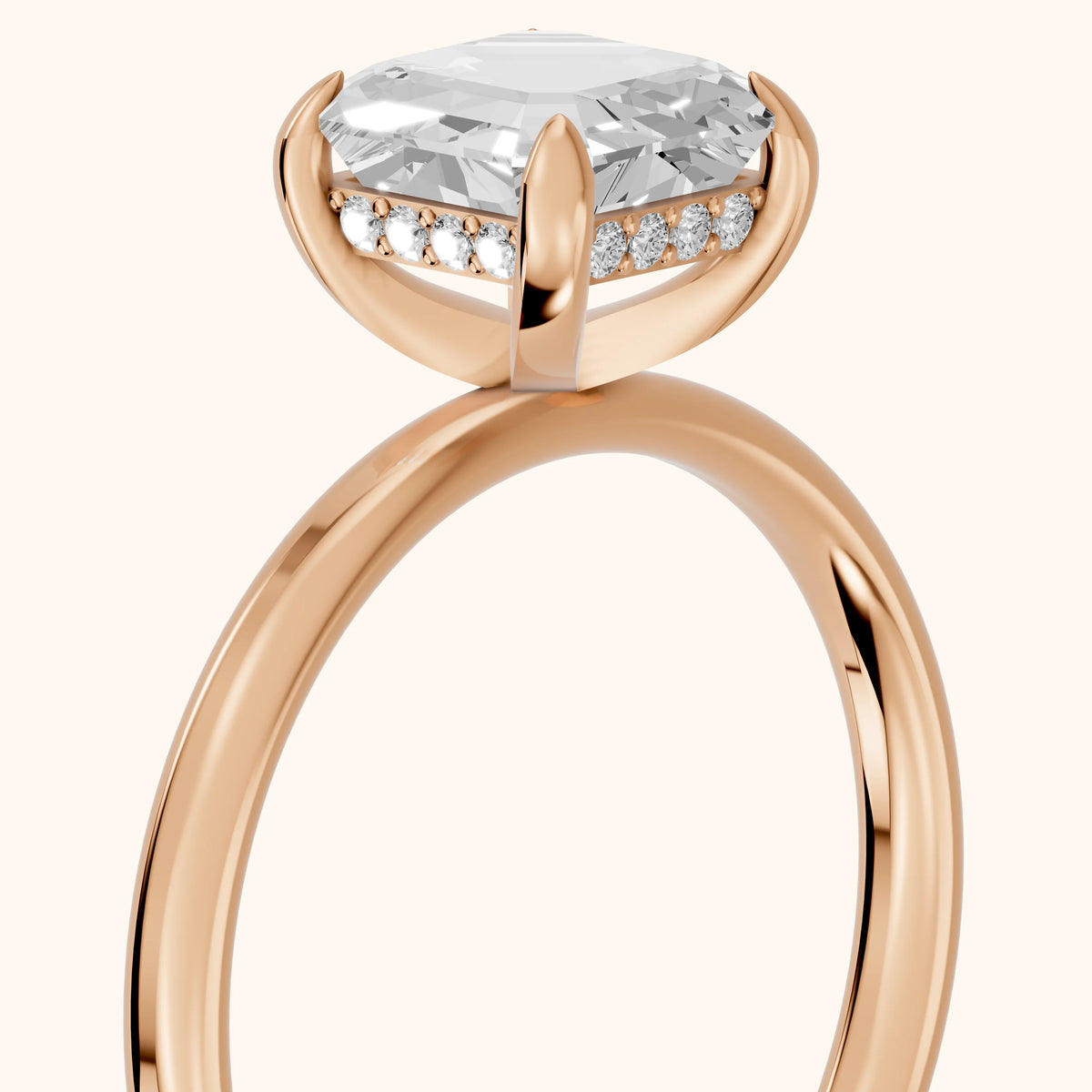 Charlotte Charm Solitaire Asscher Diamond Engagement Ring in Rose Gold - slant-view.webp